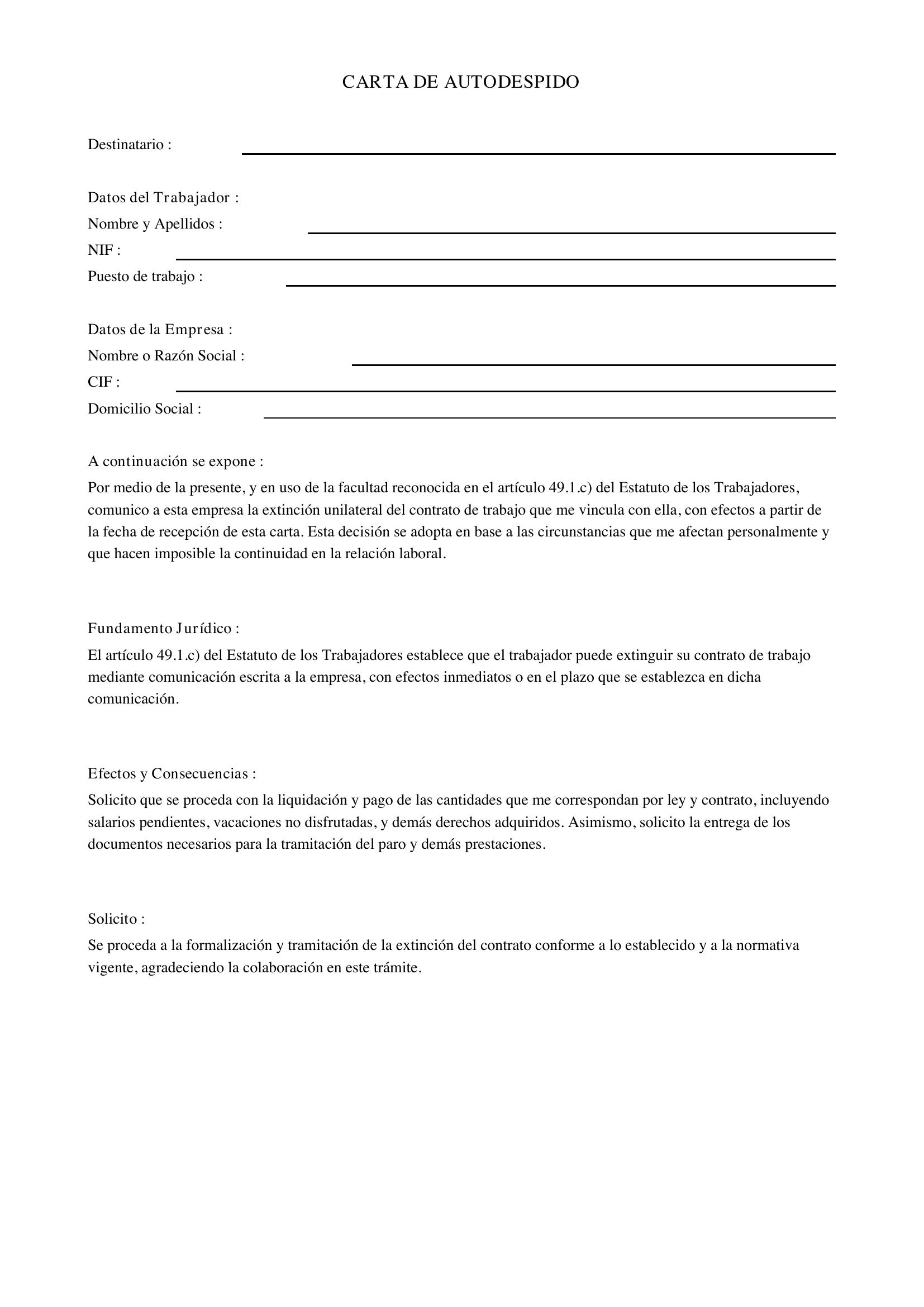 Carta Autodespido