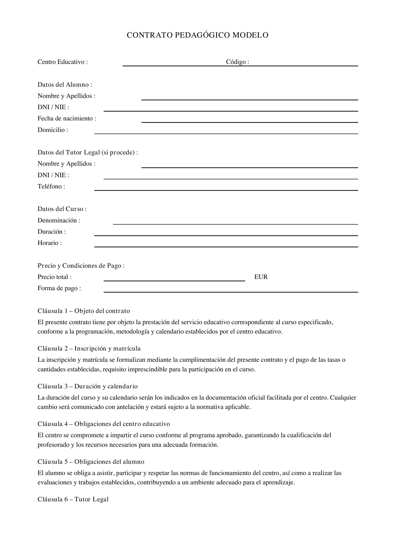 Contrato Pedagogico Modelo