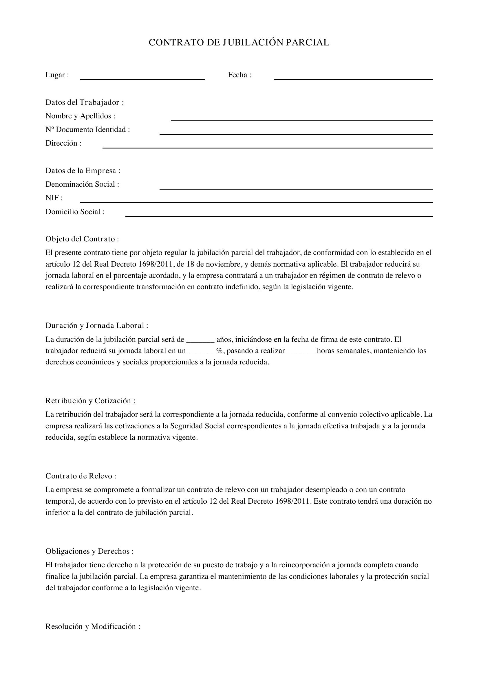 Modelo Contrato Jubilacion Parcial