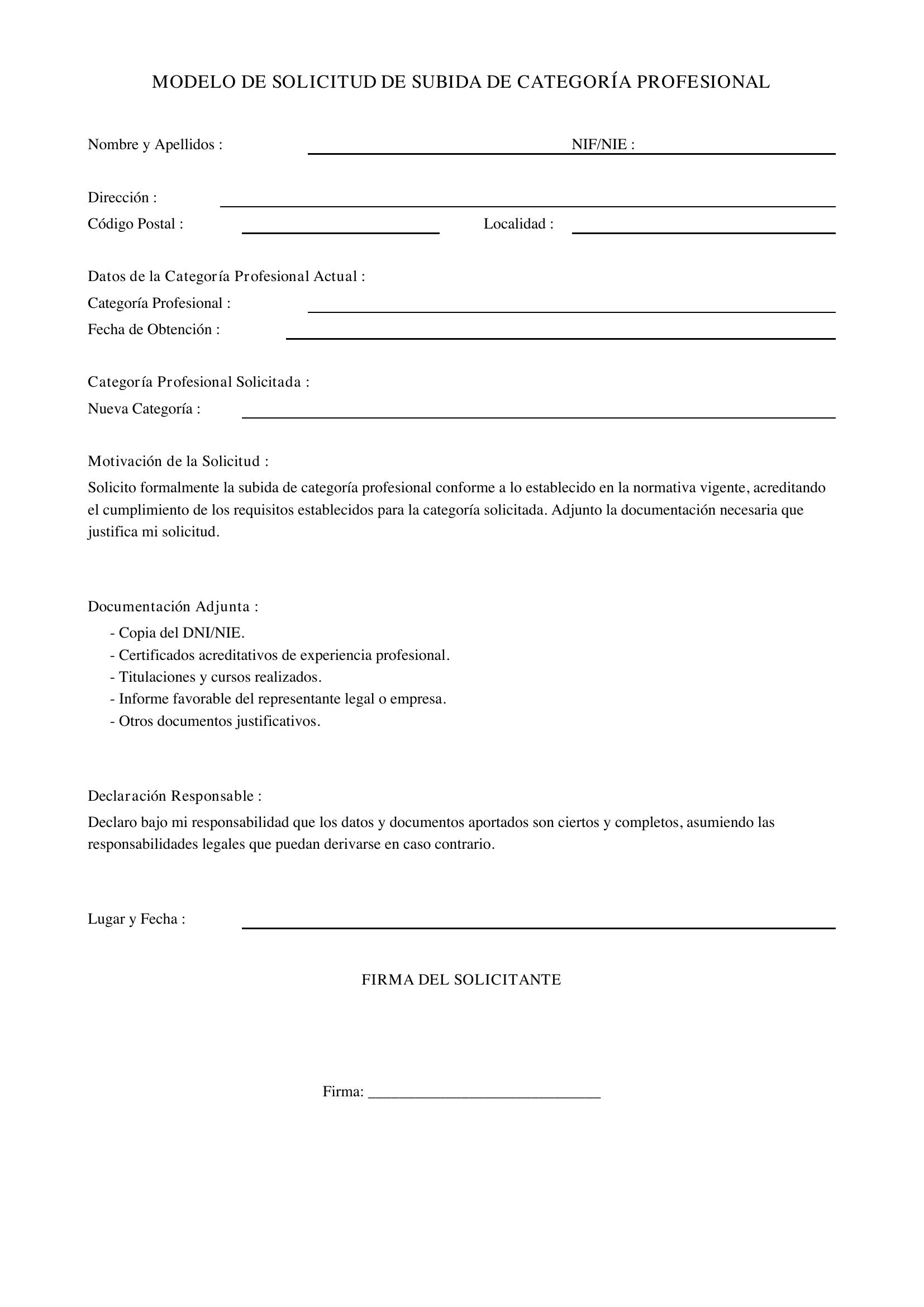 Modelo Solicitud Subida Categoría Profesional