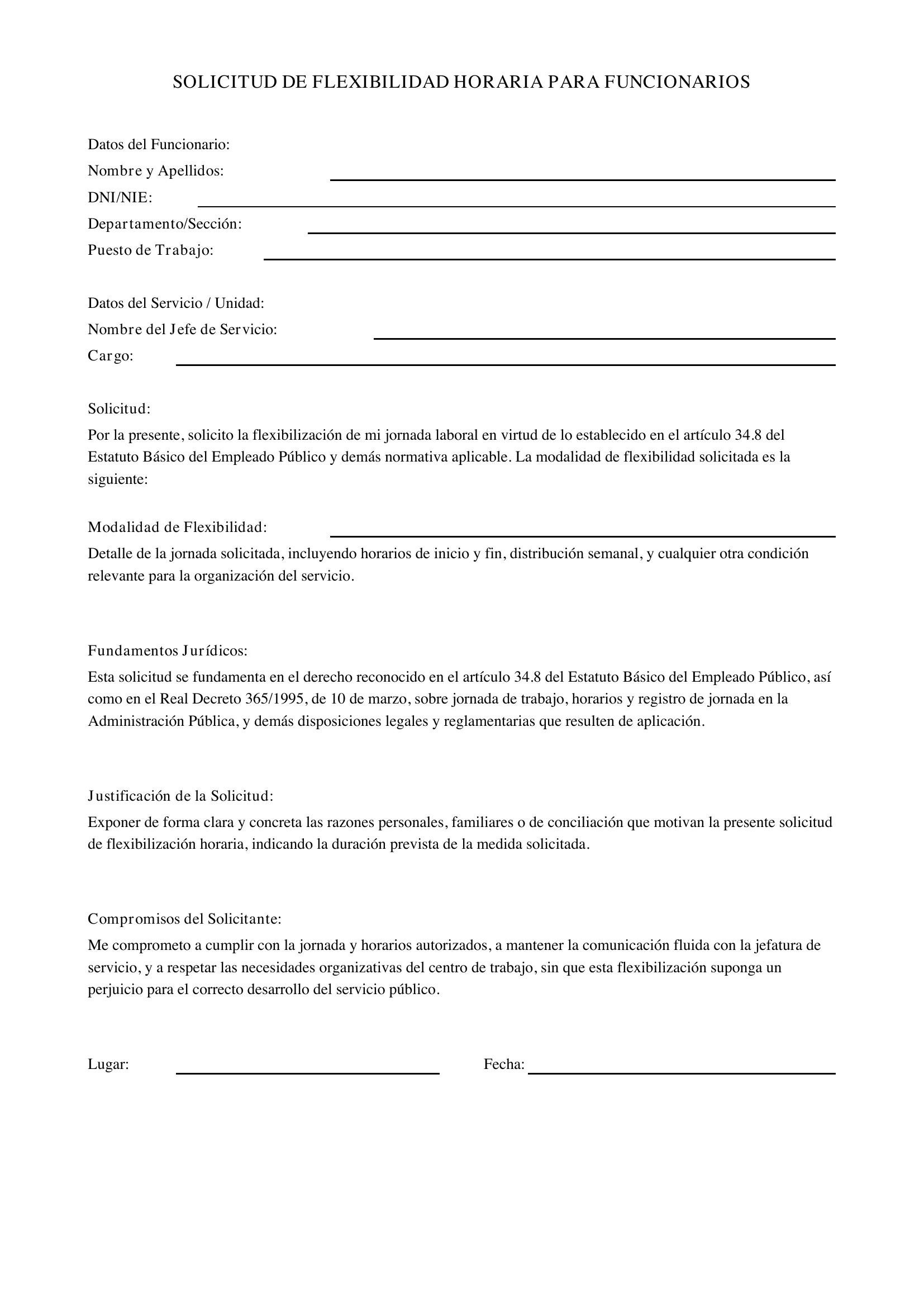 Solicitud Flexibilidad Horaria Funcionarios